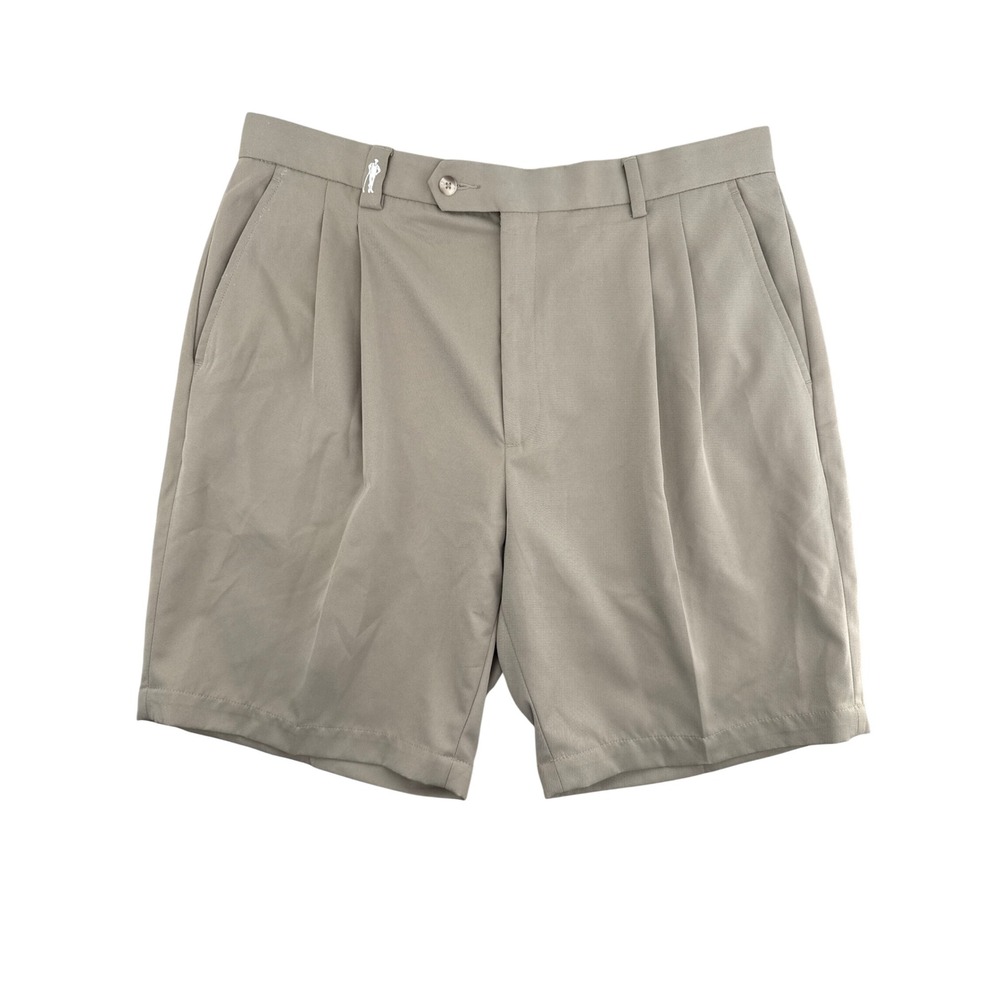 Payne Stewart Mens Pleated Golf Shorts Tan Khaki Size 38 Embroidered Logo
